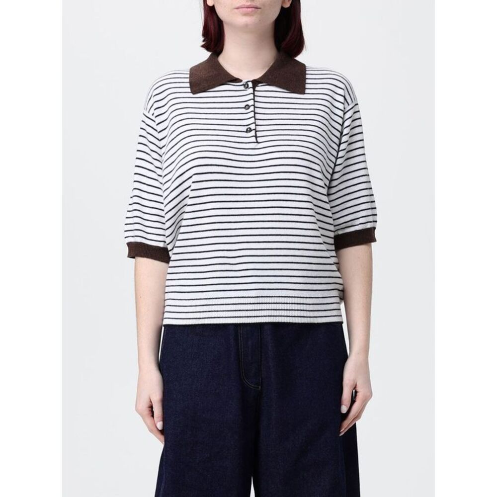 Cordera Women Striped Knit Polo Shirt Cordera